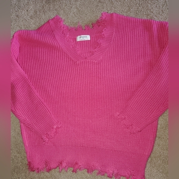 Pink Waffle Knit Sweater - Picture 2 of 11